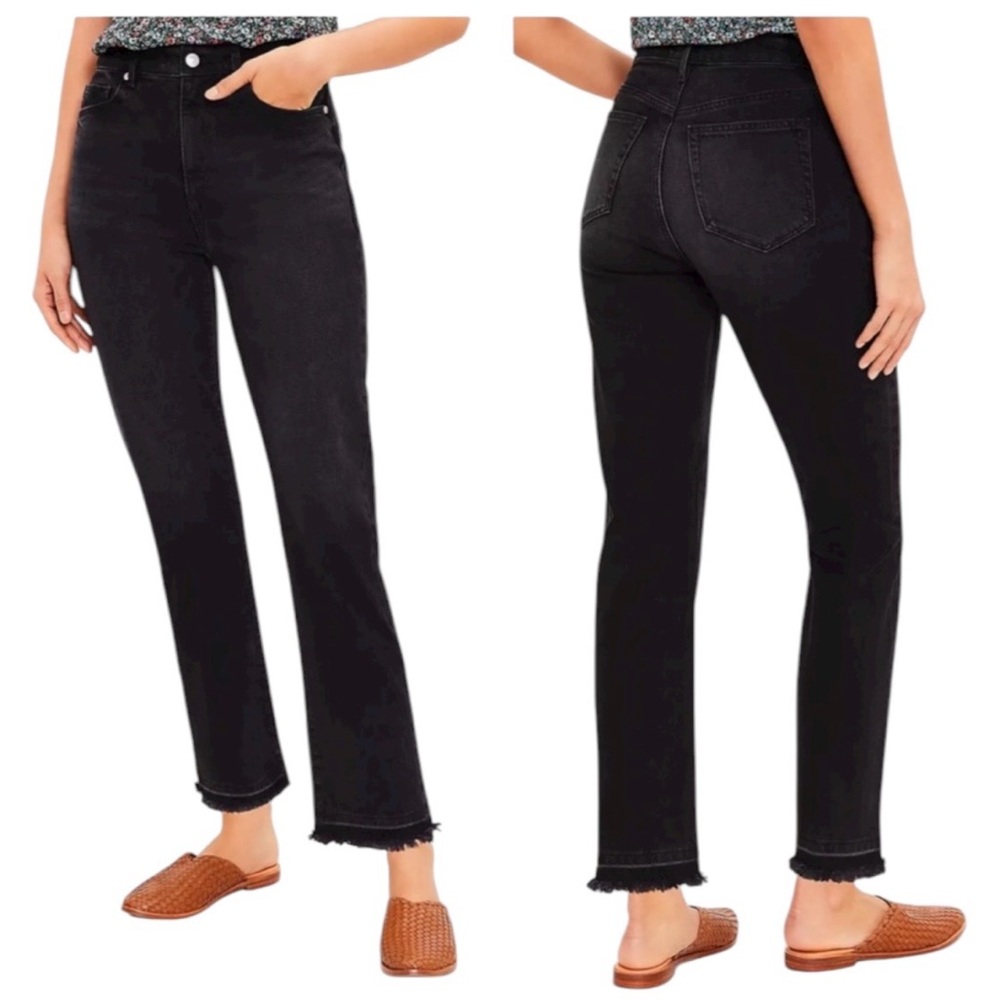 LOFT Black High-Rise Cropped Ankle Jeans